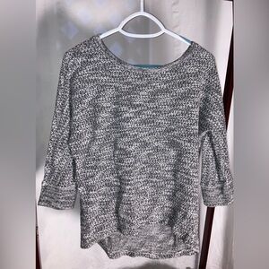 Loft size M black marbled sweater 3/4 sleeves scoop neck